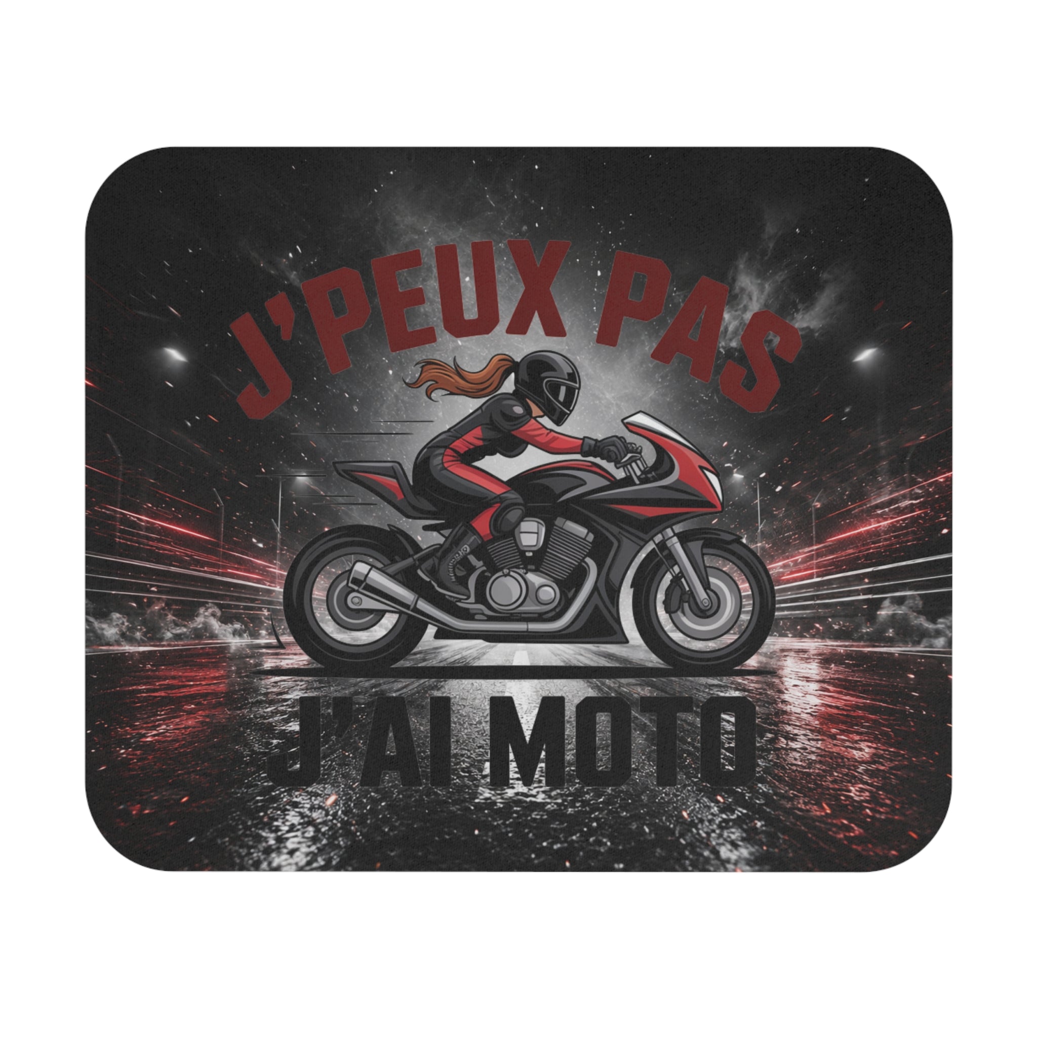Tapis de Souris 22x18cm J’Peux Pas J’Ai Moto – Motarde Moto Sport Humour – Cadeau Motocycliste Femme Homme – Bureau Gaming