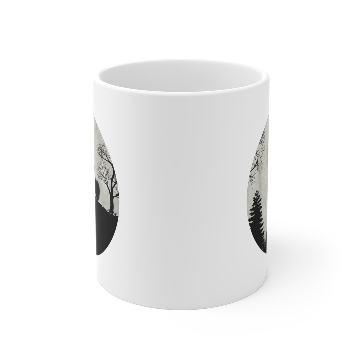Mug Spitz Nain Silhouette sous la Lune – Tasse Chien Forêt Nature – Cadeau Original pour Amoureux des Chiens Homme et Femme 325 ml
