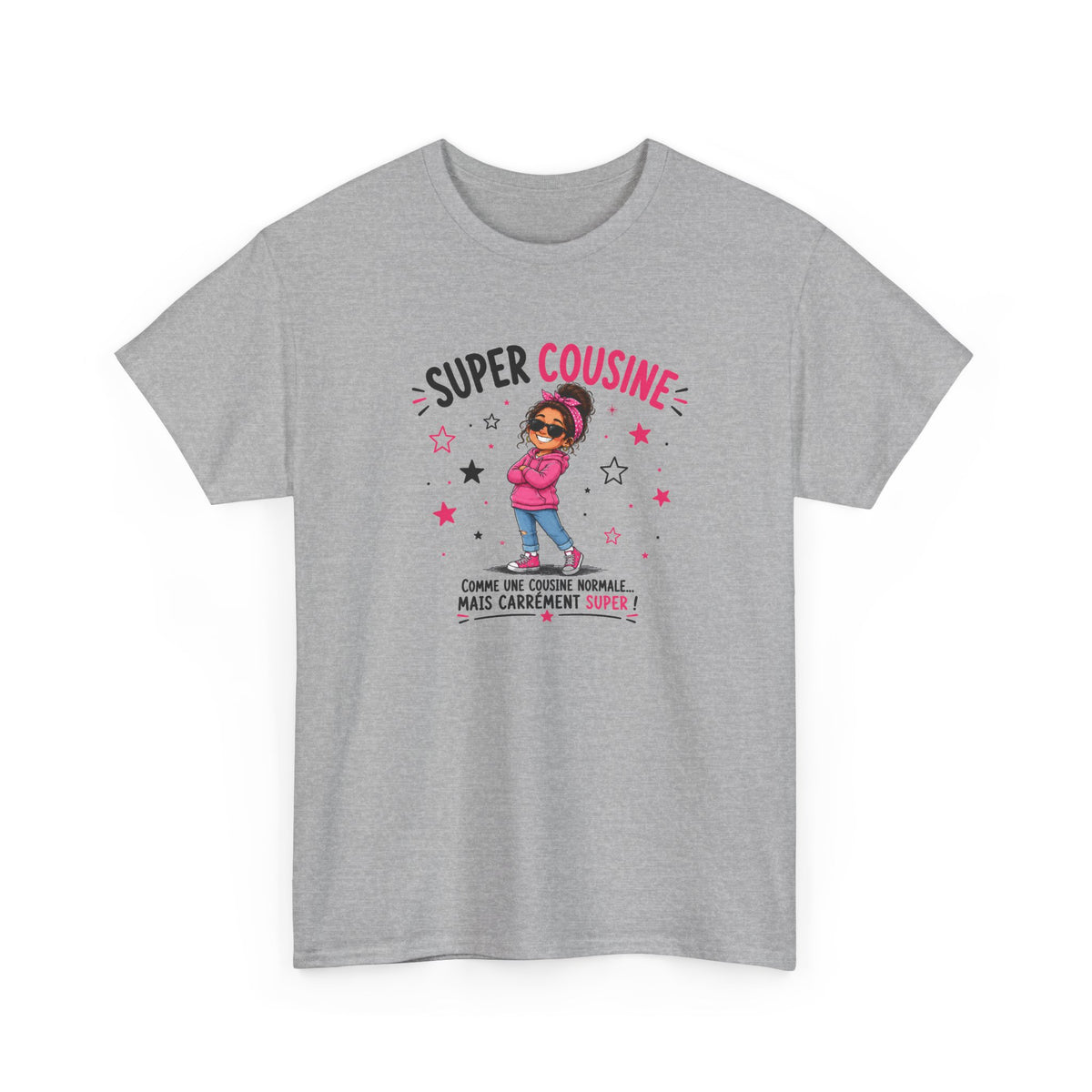 Tee Shirt Super Cousine Femme – Comme une Cousine Normale Mais Carrément Super – T-Shirt Humour Famille Cadeau Original