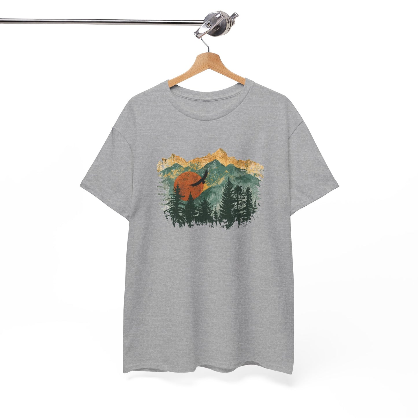 Tee Shirt Homme et Femme Montagne Forêt Nature Aigle Randonnée Plein Air Paysage Vintage Idée Cadeau