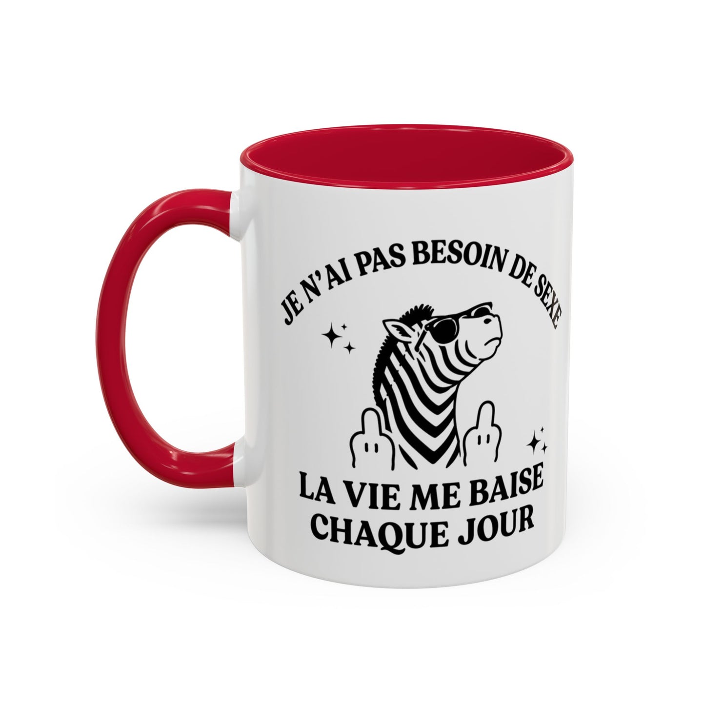 Mug Zèbre Humoristique – Tasse Humour Noir et Sarcasme – Cadeau Original Adulte – Céramique 325ml Noir Bleu Rouge