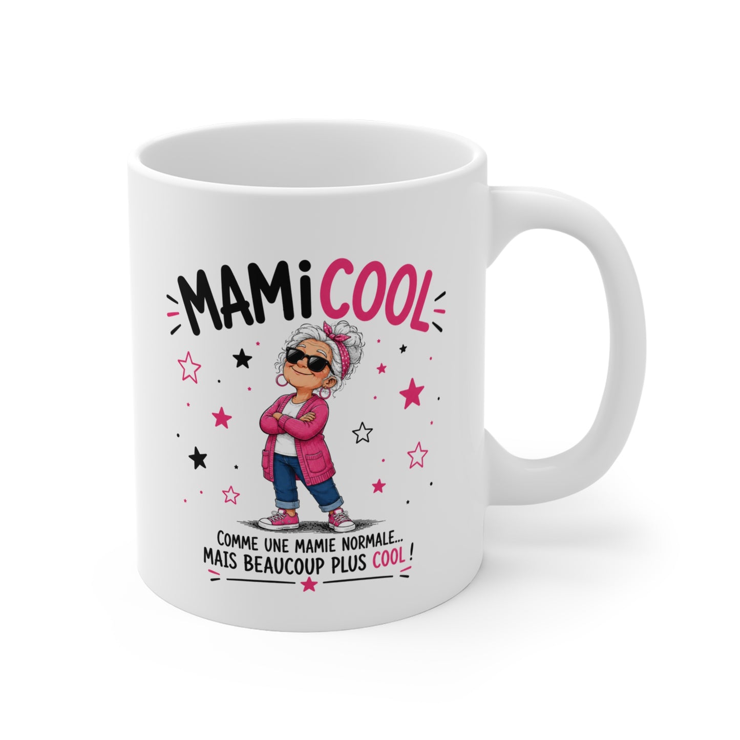 Mug MamiCool – Tasse Humoristique pour Mamie – Comme une Mamie Normale Mais Beaucoup Plus Cool – Idée Cadeau Originale Anniversaire Noël Fête des Grands-Mères