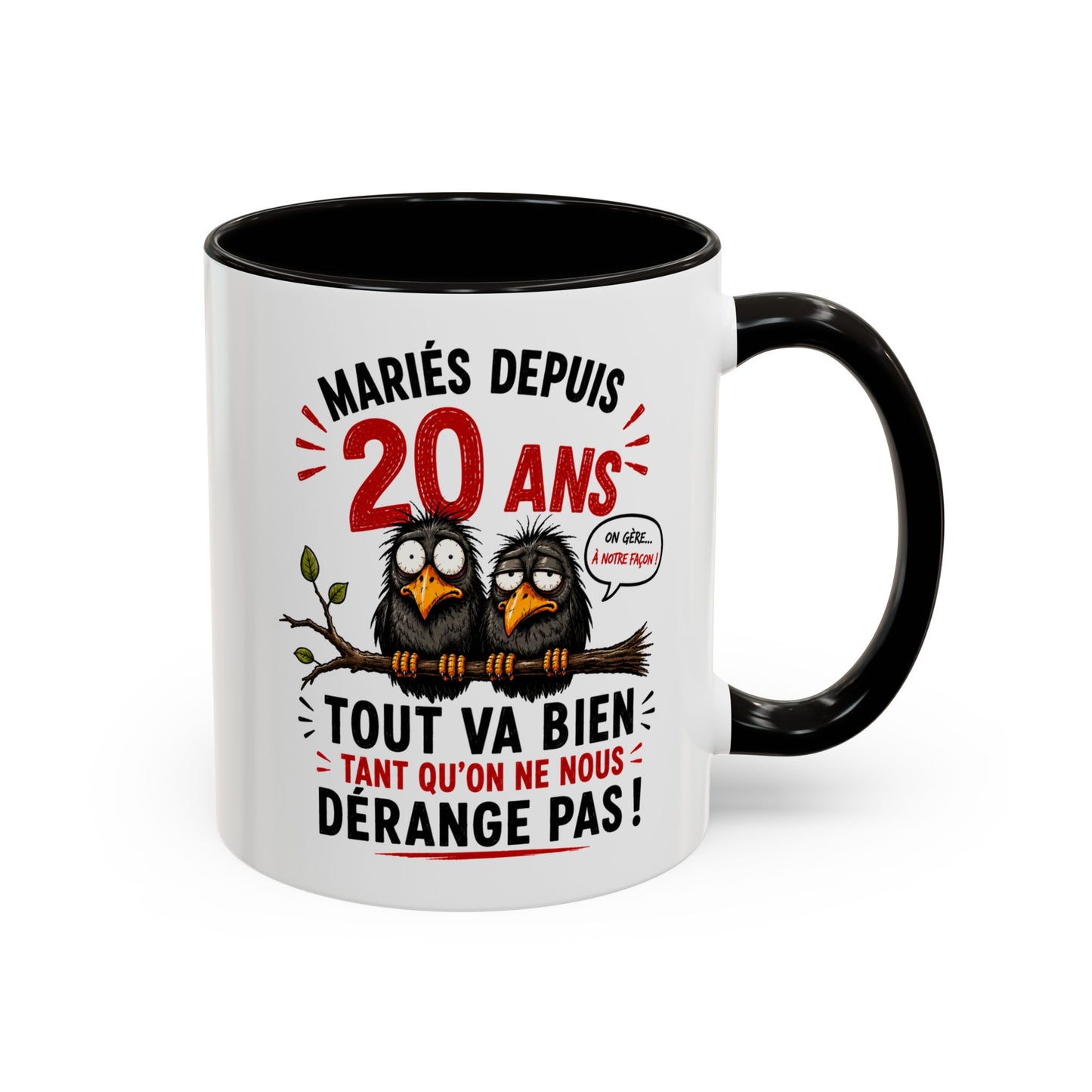 Tasse Mariés Depuis 20 Ans – Mug Humour Anniversaire de Mariage Homme Femme – Cadeau Couple 20 Ans de Mariage 325 ml