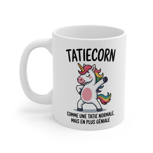 Tasse Céramique 325ml “Tatiecorn” – Mug Licorne Arc-en-Ciel – Cadeau Humour Original