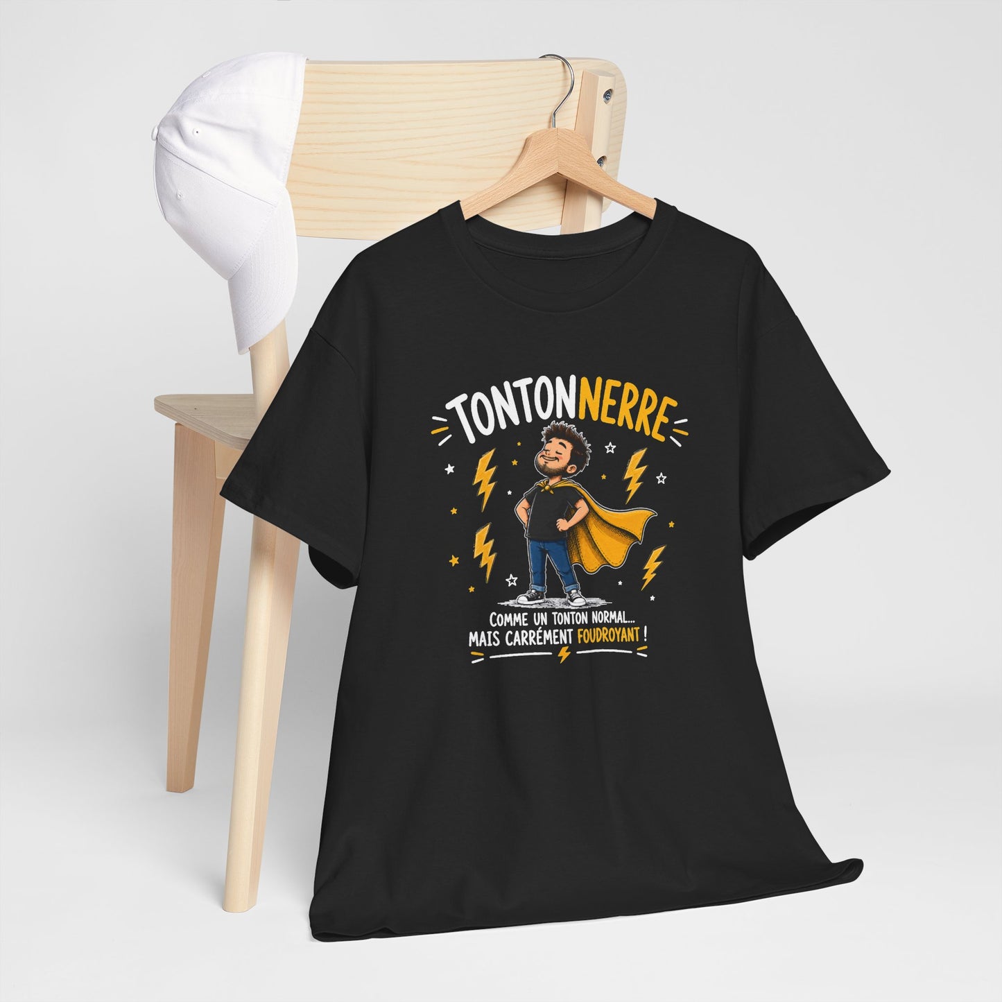 Tee Shirt Tonton Homme – Tontonnerre Comme un Tonton Normal Mais Carrément Foudroyant – T-Shirt Humour Cadeau Original