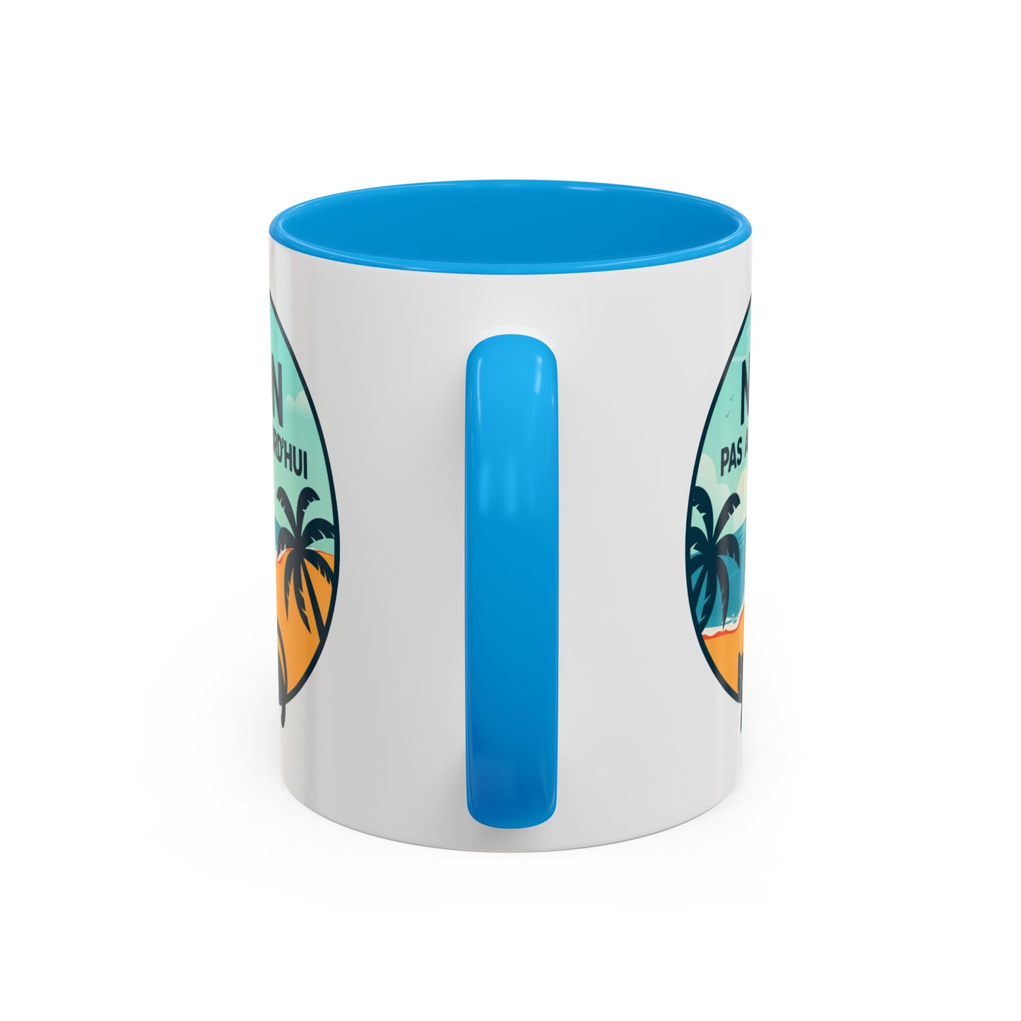 Tasse Chat Homme et Femme – Non Pas Aujourd'hui – Mug Humour Chat Relax Plage Vacances – Cadeau Original pour Amoureux des Chats – 325 ml