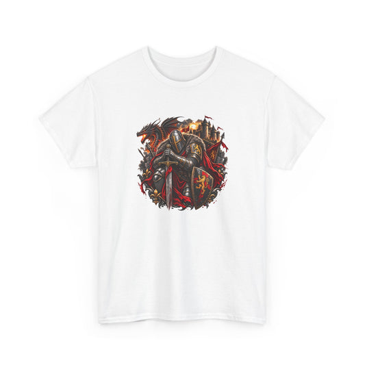 Tee Shirt Chevalier Médiéval Homme et Femme – Dragon Château Épée – T-Shirt Moyen Âge Guerrier Cadeau Original