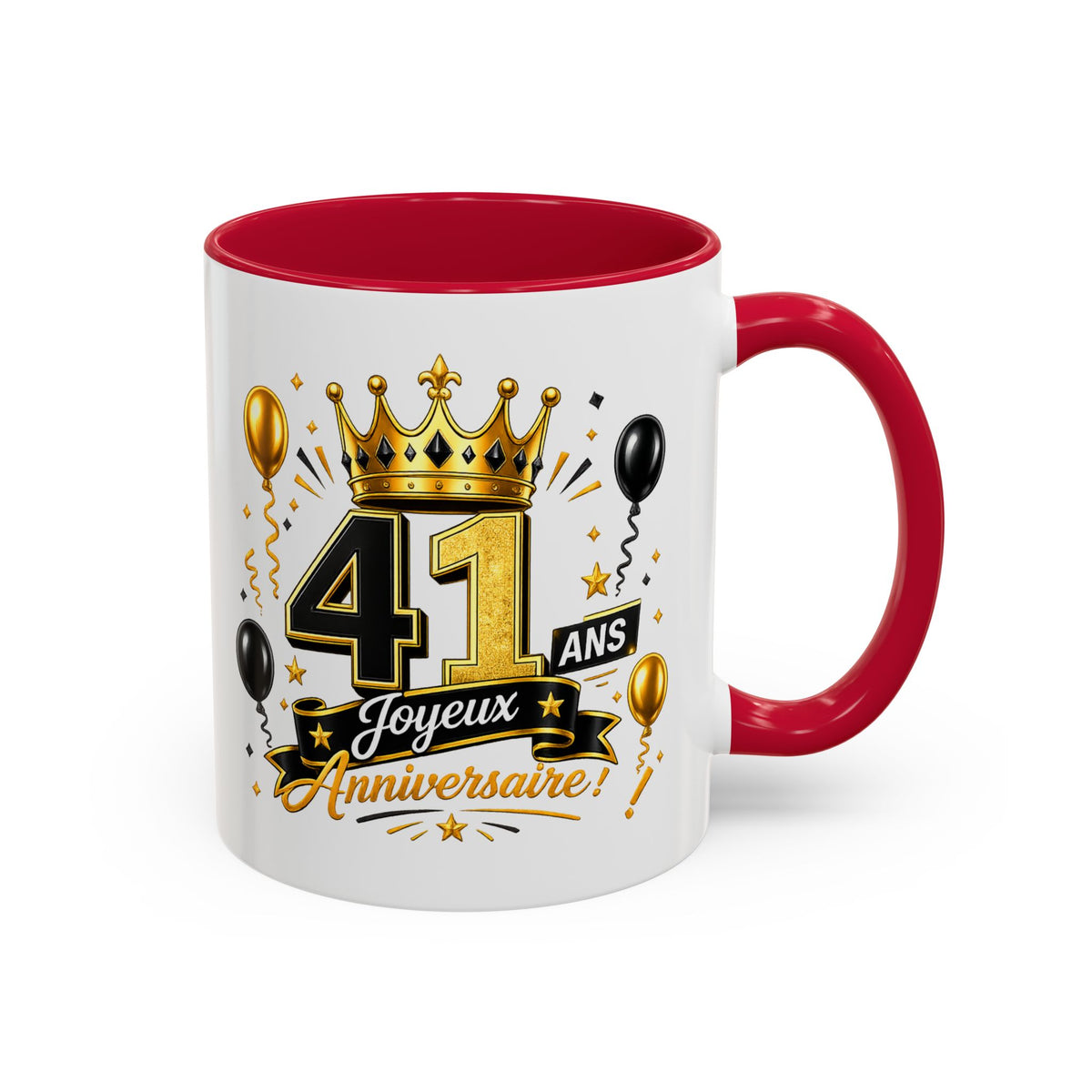 Mug Joyeux 41 Ans – Tasse Anniversaire 41 Ans – Cadeau Original pour Femme Homme – Idée Cadeau 41e Anniversaire Noir Bleu Rouge