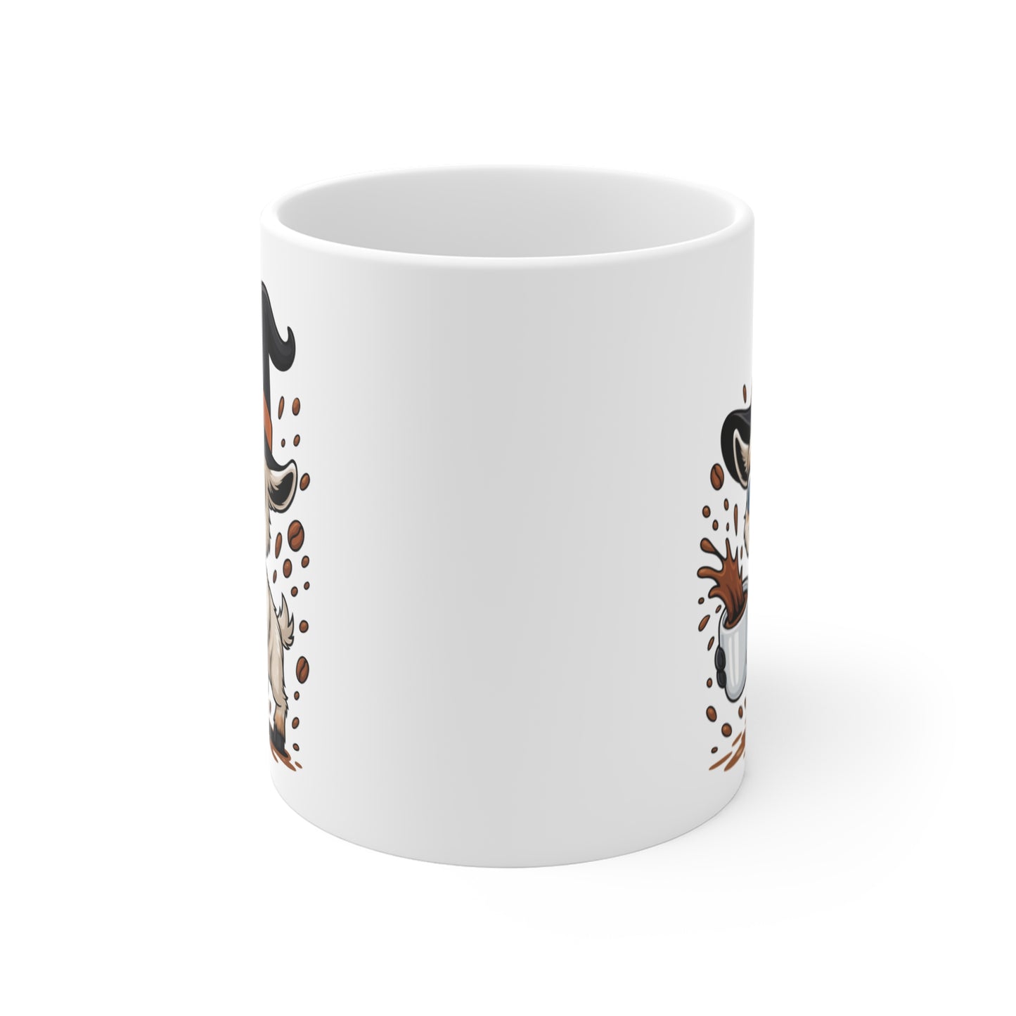 Mug Chèvre Sorcière Café – Tasse Céramique 325ml – Illustration Animalière Drôle Halloween
