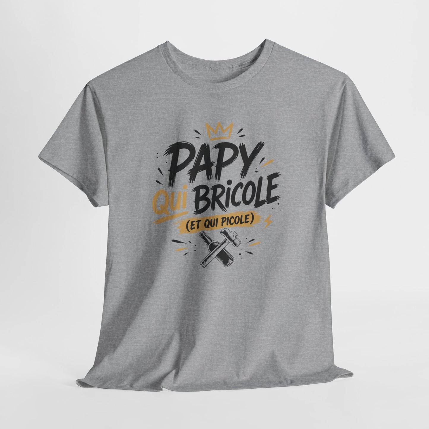 T-Shirt Papy Bricoleur Humour – Papy Qui Bricole Et Qui Picole – Cadeau Homme Bricolage Drôle