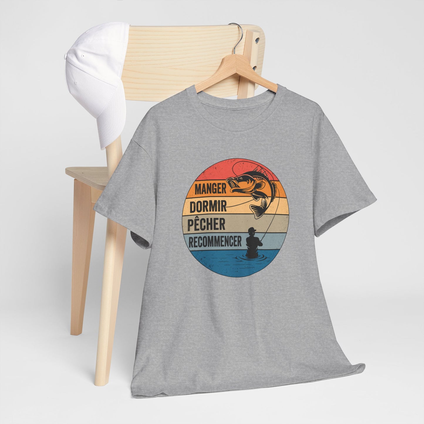 T-Shirt Pêche Homme et Femme – Cadeau Pêcheur Passionné – Pêche Poisson Canne à Pêche – Style Vintage Rétro – Idée Cadeau