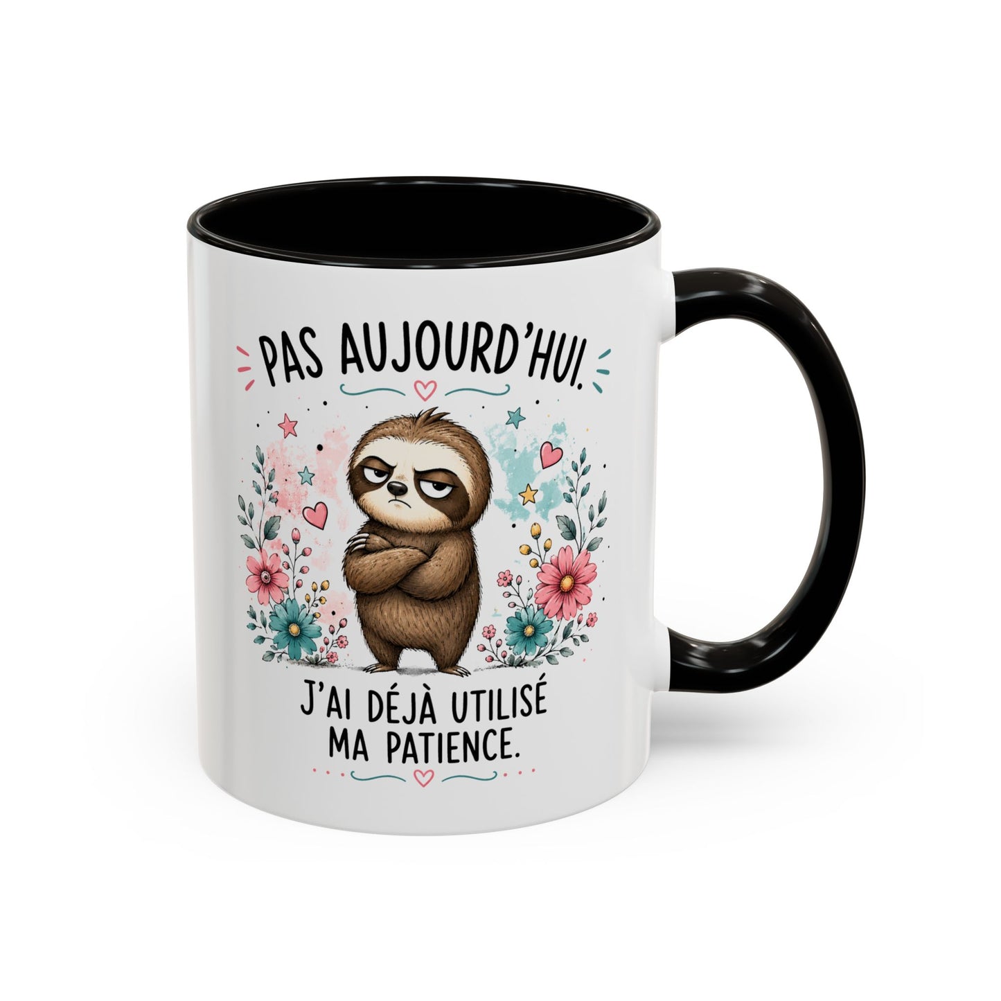 Tasse Paresseux Drôle Homme Femme – Mug Pas aujourd'hui j'ai déjà utilisé ma patience – Cadeau Humour 325 ml