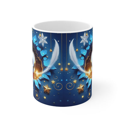Tasse Hibou Magique Hiver Noël – Mug Céramique 325ml – Cadeau Fantaisie Enchanté