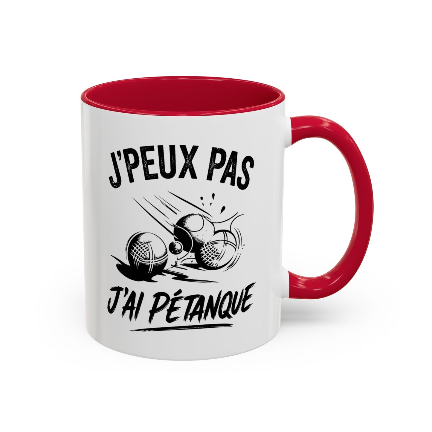 Mug Pétanque Humour – J’Peux Pas J’ai Pétanque – Tasse Drôle Joueur de Pétanque Cadeau Homme Femme Céramique 325ml