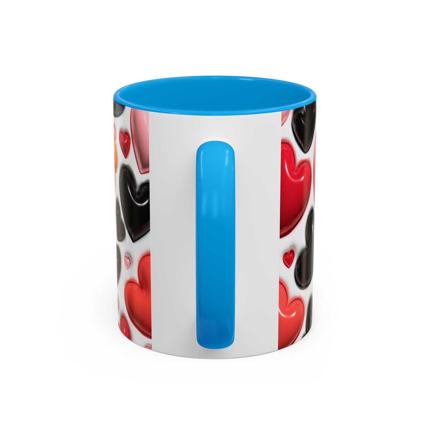 Mug Love Cœurs – Tasse Romantique Motif Cœurs Rouges Roses Noirs – Cadeau Couple Amour Saint Valentin Femme Homme Céramique 325ml