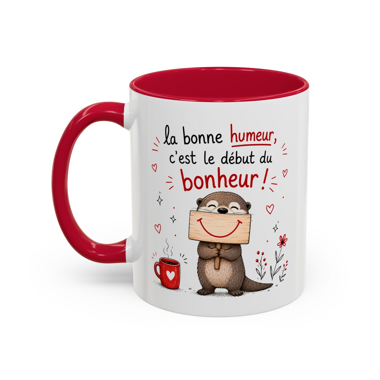 Tasse La Bonne Humeur c’est le Début du Bonheur – Mug Loutre Positive – Cadeau Motivation Homme Femme 325ml