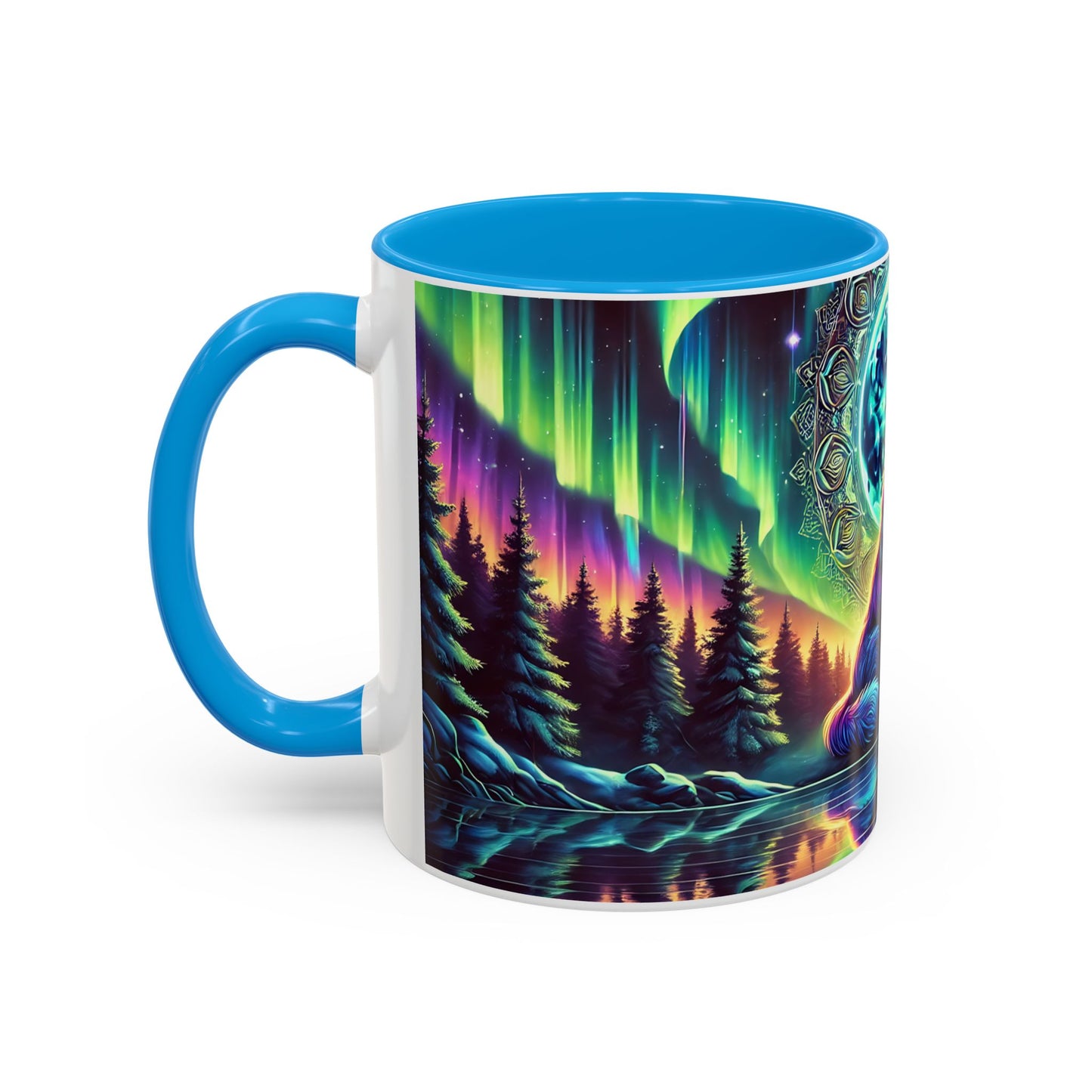 Mug Loup Mystique Aurore Boréale – Tasse Loup Hurlant Pleine Lune – Cadeau Fantaisie Nature 325ml