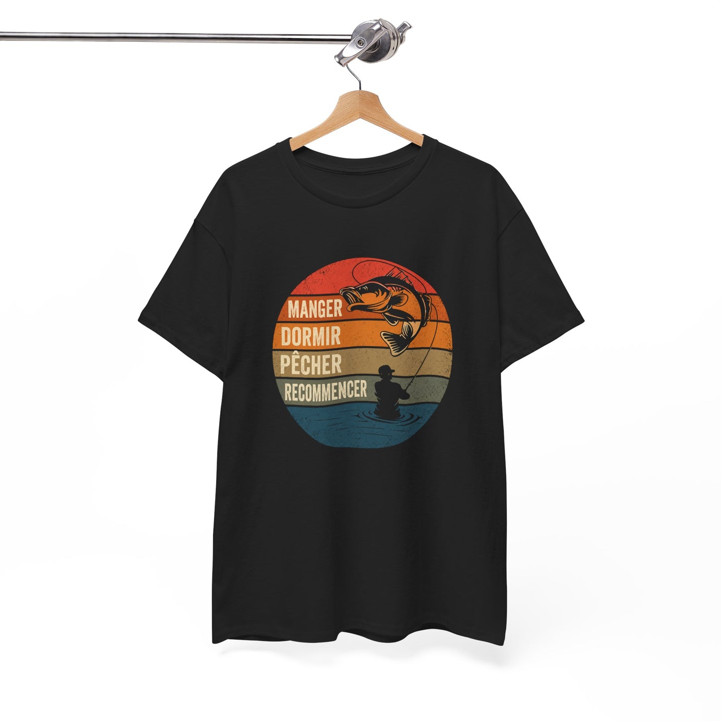 T-Shirt Pêche Homme et Femme – Cadeau Pêcheur Passionné – Pêche Poisson Canne à Pêche – Style Vintage Rétro – Idée Cadeau