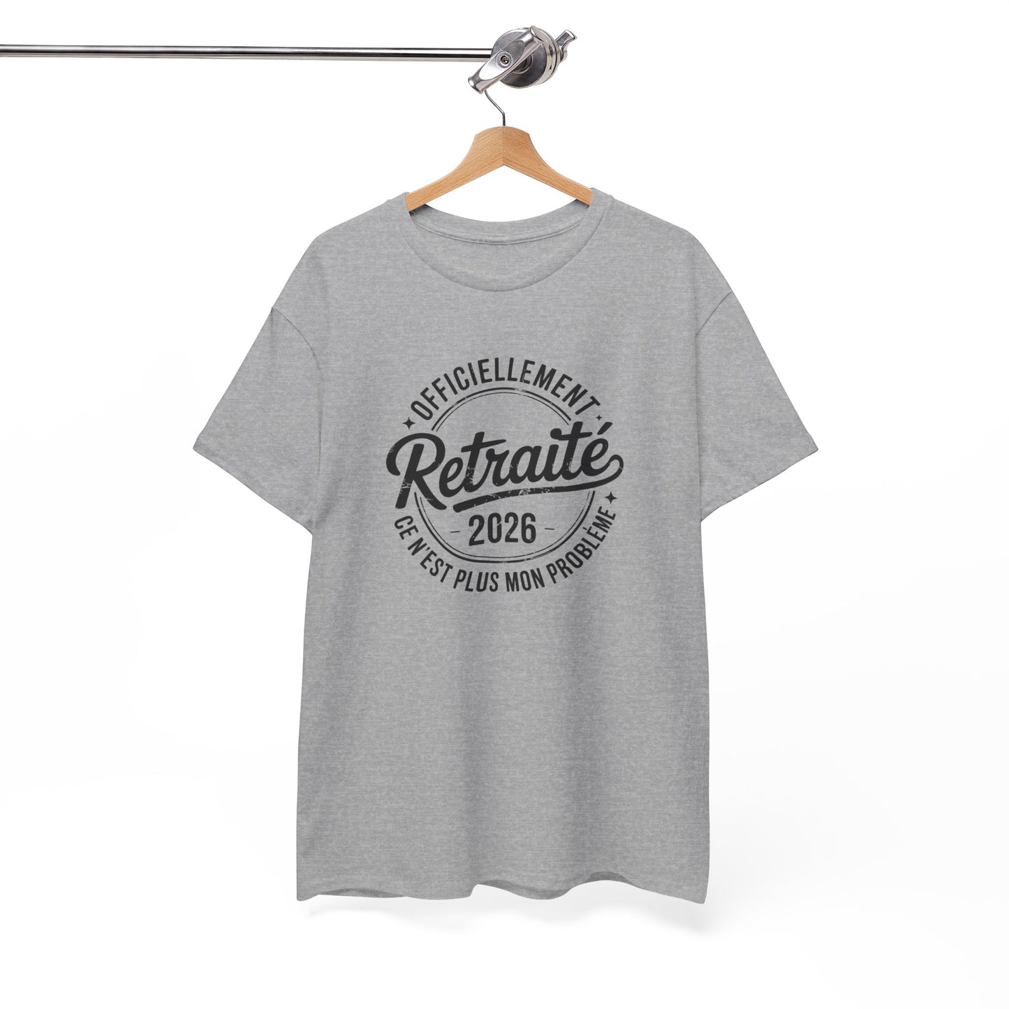 T-Shirt Retraite 2026 Homme – Cadeau Retraité Humour – Tee Shirt Officiellement Retraité Noir Blanc Gris