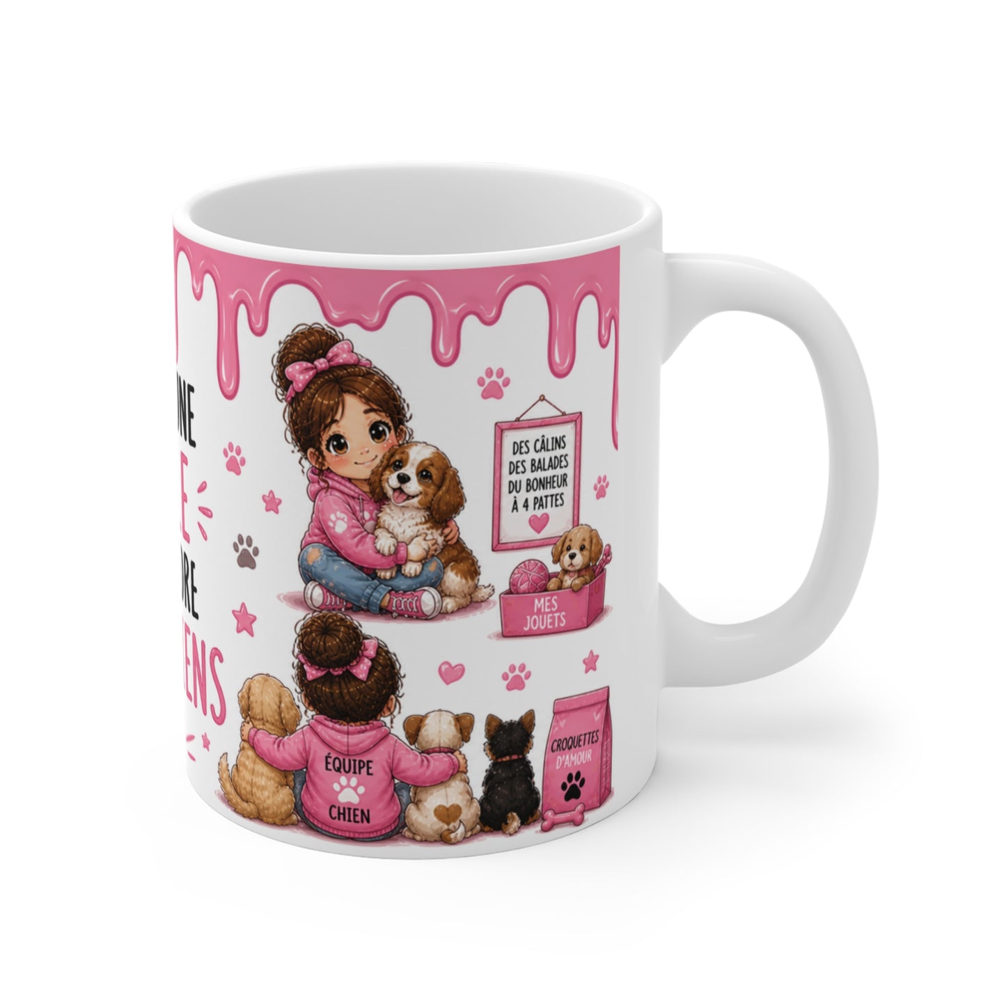 Tasse Juste Une Fille Qui Adore Les Chiens – Mug Chien Fille Passion Chiot Cadeau Amoureuse des Chiens Femme Enfant 325ml