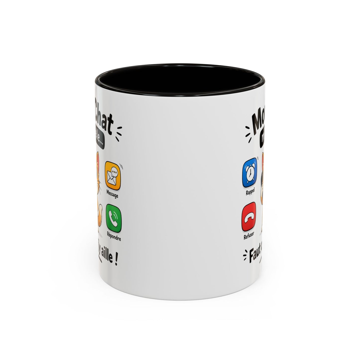 Tasse Mon Chat m’Appelle Faut que J’y Aille – Mug Humour Chat – Cadeau Femme Homme Amoureux des Chats 325ml