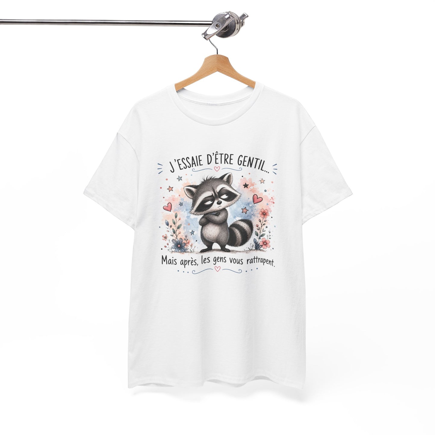 Tee-Shirt Humour Homme et Femme – Raton Laveur Drôle Blasé – Idée Cadeau Original Animal Mignon Anniversaire