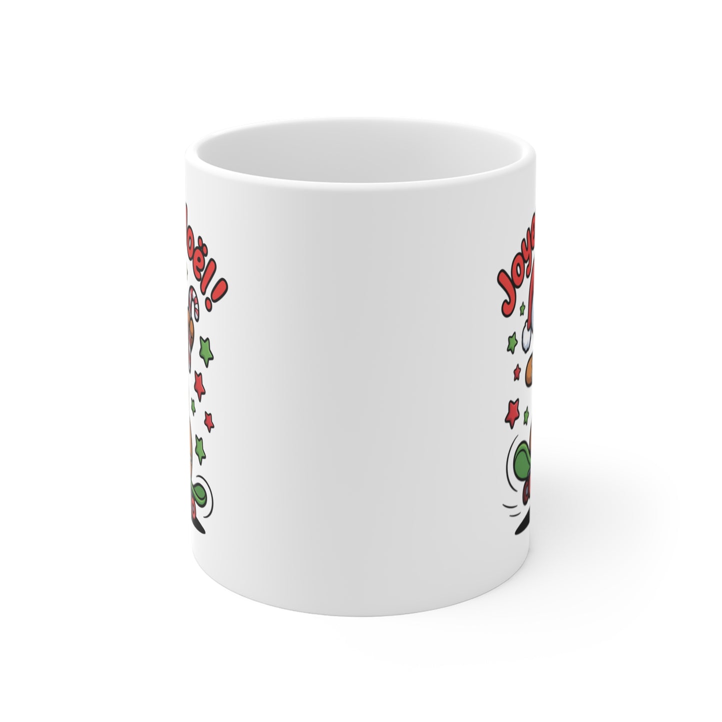Tasse de Noël – Mug Bonhomme Pain d’Épices sur Skateboard avec Bonnet de Père Noël – Cadeau Festif Original