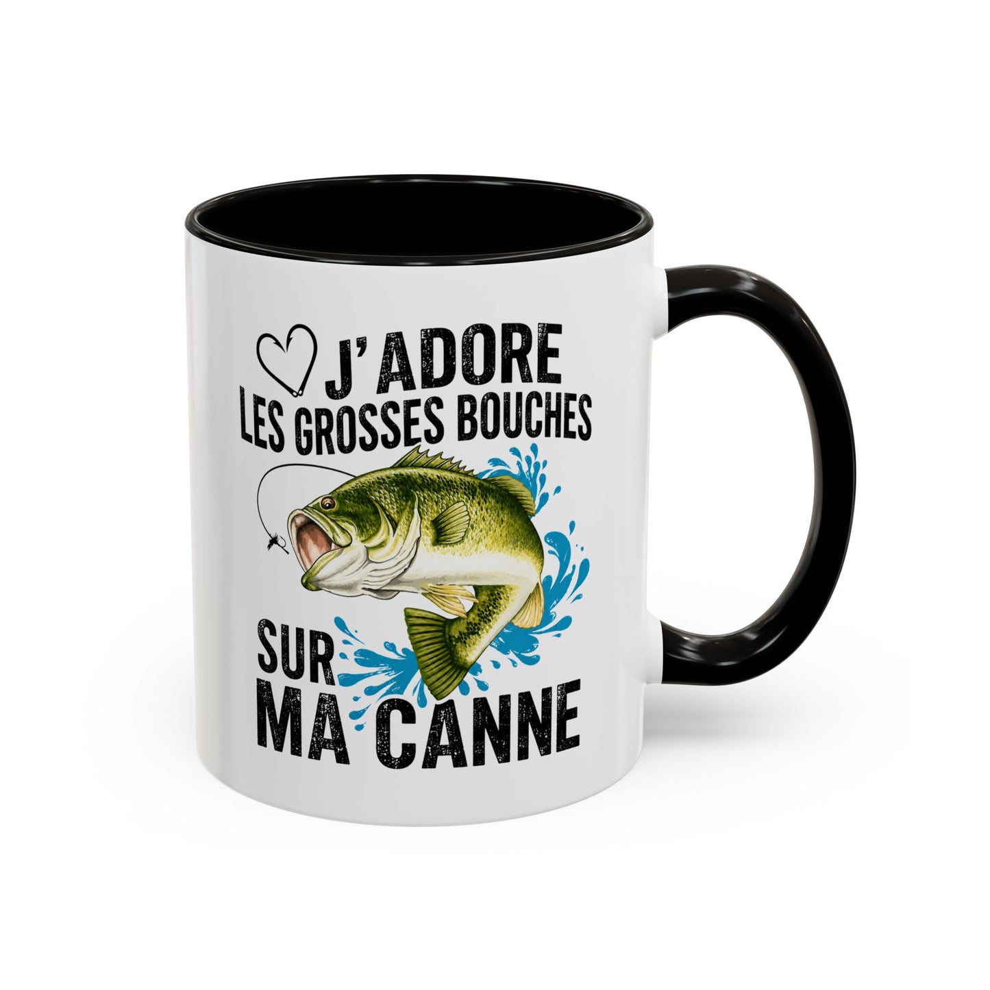 Mug Pêche Grosses Bouches – Tasse Humoristique Poisson – Cadeau Homme Pêcheur Passionné – 325 ml Noir Bleu Rouge