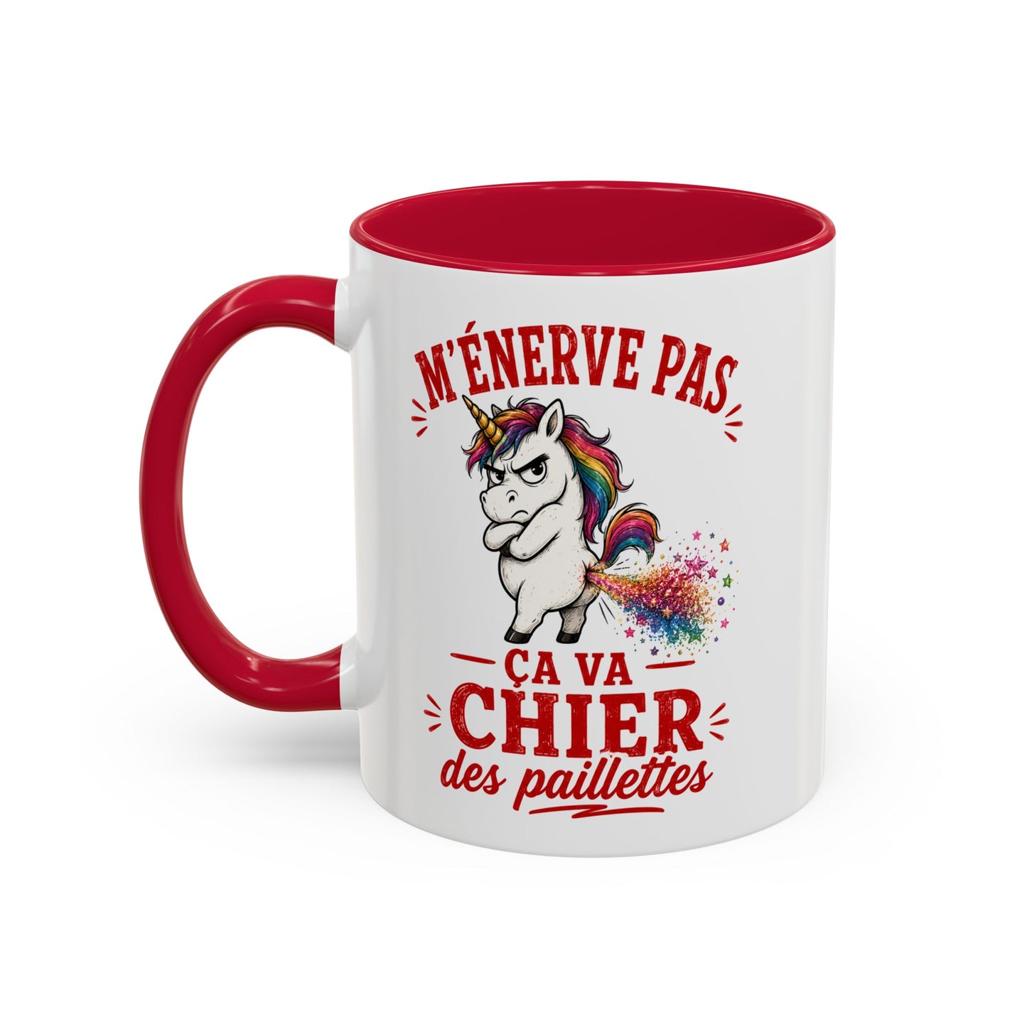 Tasse M’Énerve Pas Ça Va Chier des Paillettes – Mug Licorne Humour – Cadeau Original Homme Femme 325ml
