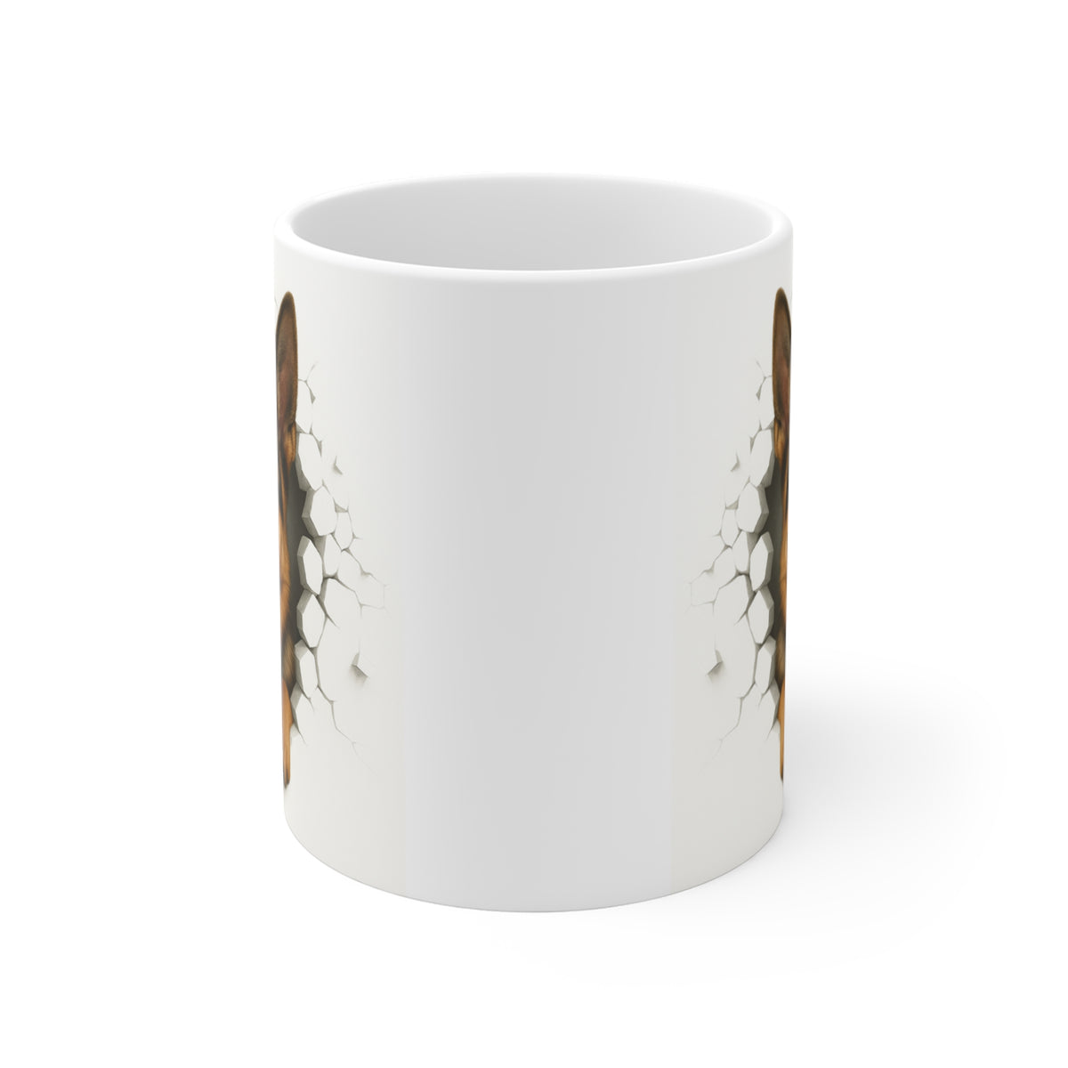 Mug Berger Allemand Effet Mur Cassé – Tasse Chien 3D Trompe-l’œil – Cadeau Original Amoureux du Berger Allemand