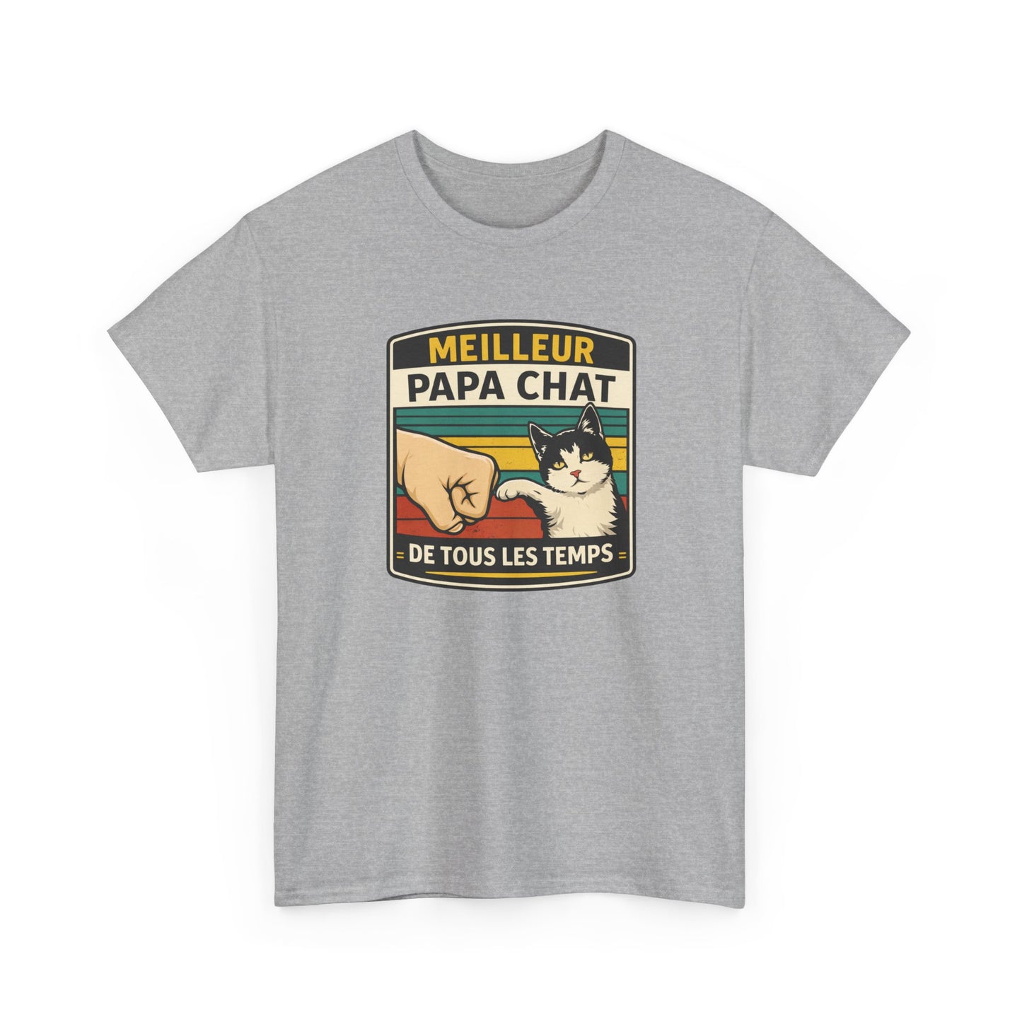 T-Shirt "Meilleur Papa Chat de Tous les Temps" – Design Chat Vintage – Cadeau Papa Amoureux des Chats