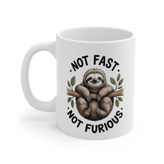Tasse Paresseux Humour – Mug Not Fast Not Furious – Cadeau Animal Drôle 325ml