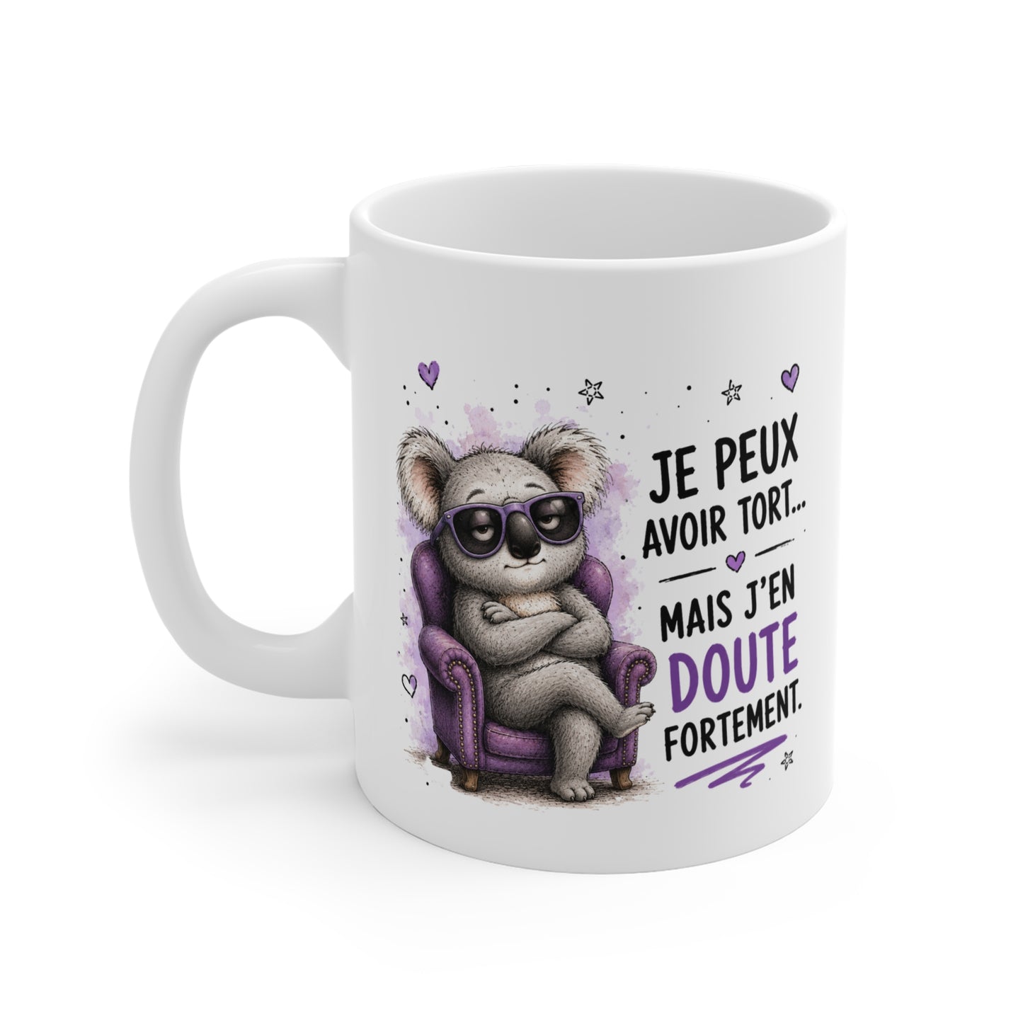 Tasse Je Peux Avoir Tort Mais J’en Doute Fortement – Mug Humour Koala – Cadeau Drôle Homme Femme 325 ml