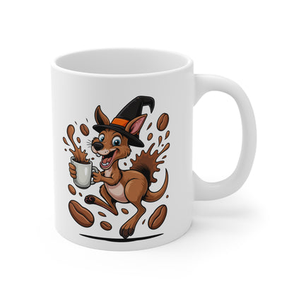 Mug Kangourou Sorcier Café – Tasse Céramique 325ml – Illustration Animalière Drôle