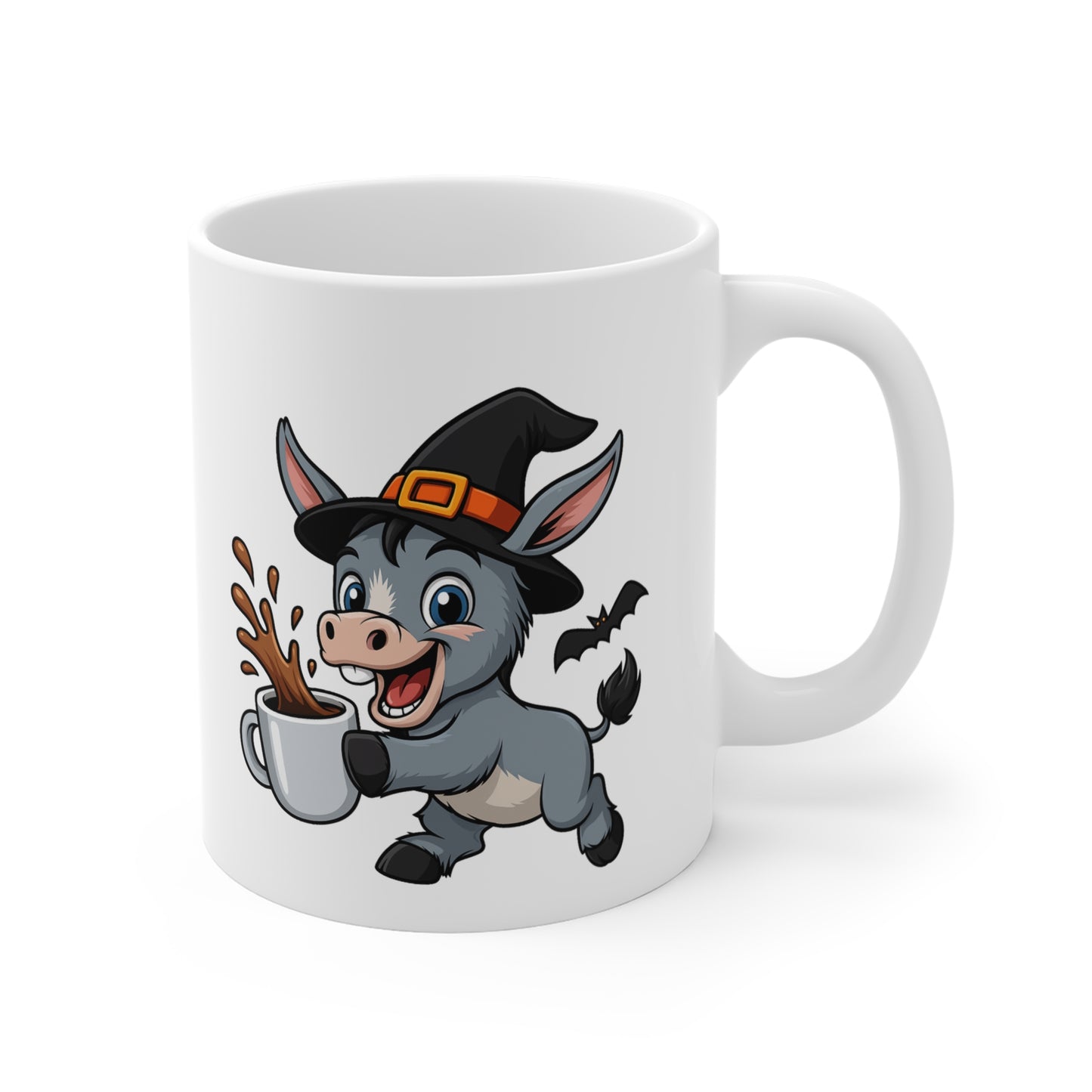 Mug Âne Sorcier Café – Tasse Céramique 325ml – Illustration Animalière Drôle Halloween