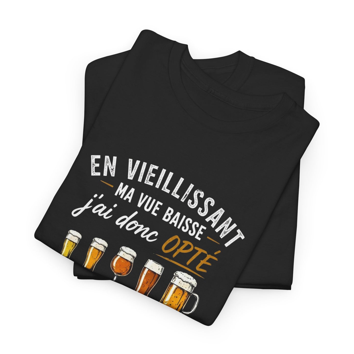 T-Shirt Humour Bière Verres Progressifs – Tee Shirt Drôle Apéro Alcool Citation Amusante Adulte – Cadeau Ami Amateur Bière Noir Blanc Gris