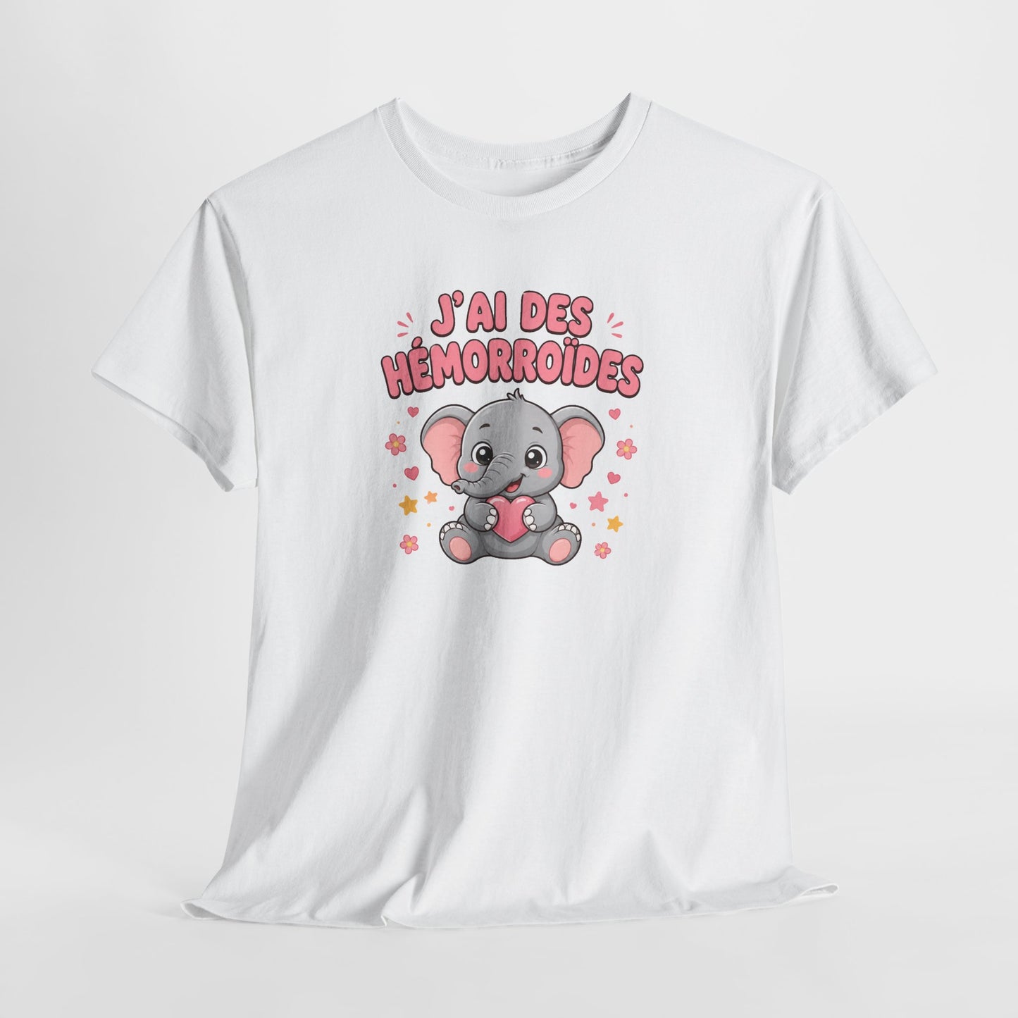 Tee Shirt Hémorroïdes Homme et Femme – J’ai des Hémorroïdes – T-Shirt Humour Éléphant Cadeau Drôle Original