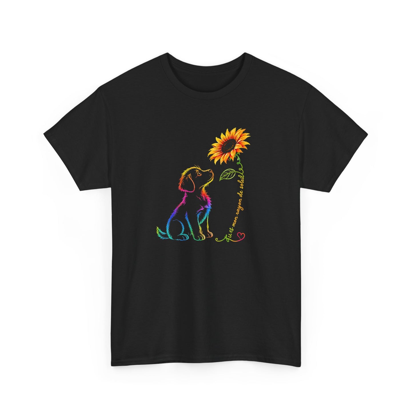 Tee Shirt Femme Chien Tournesol Coloré Amour Animaux Fleur Cadeau Maîtresse de Chien Original