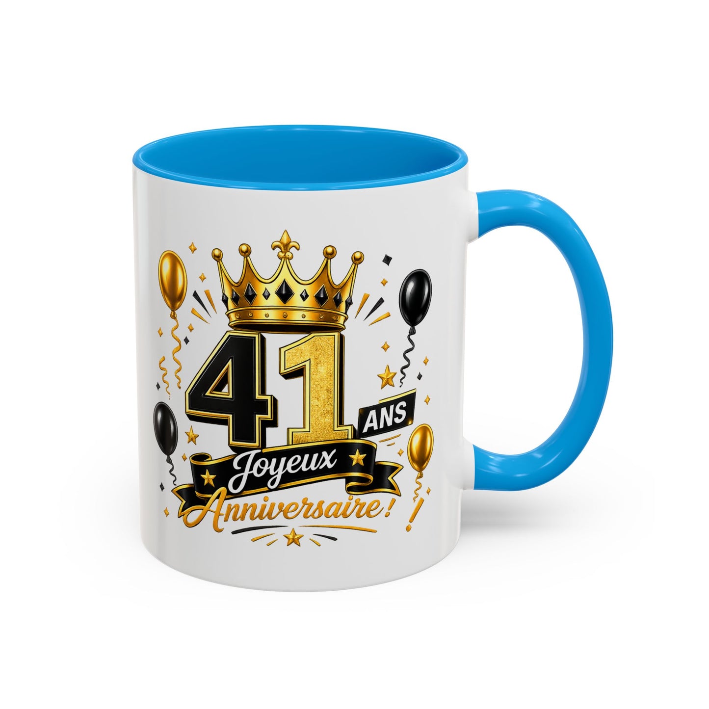 Mug Joyeux 41 Ans – Tasse Anniversaire 41 Ans – Cadeau Original pour Femme Homme – Idée Cadeau 41e Anniversaire Noir Bleu Rouge