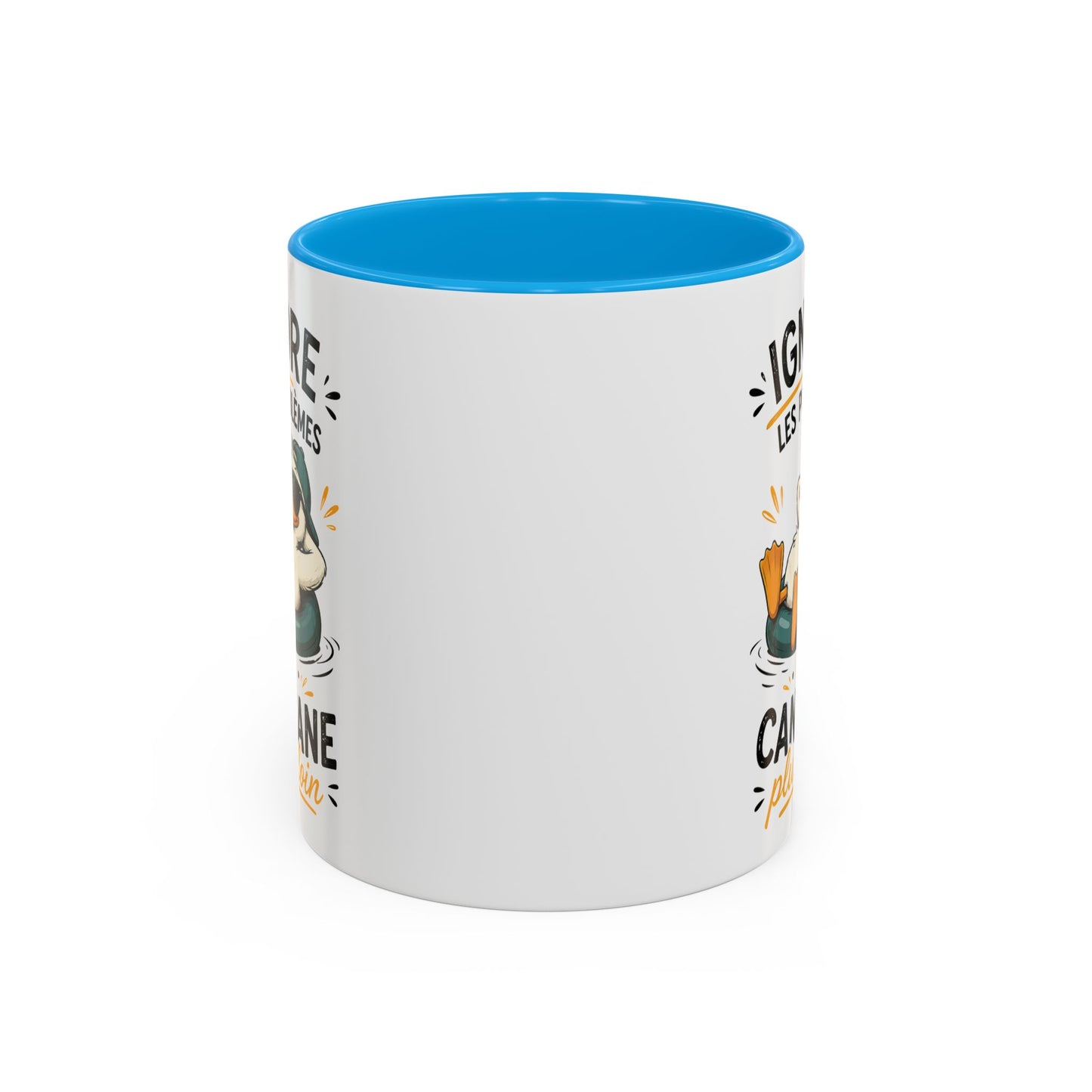 Tasse Humoristique Canard Relax – Ignore les Problèmes et Cancane Plus Loin – Mug Drôle Canard Bouée 325ml