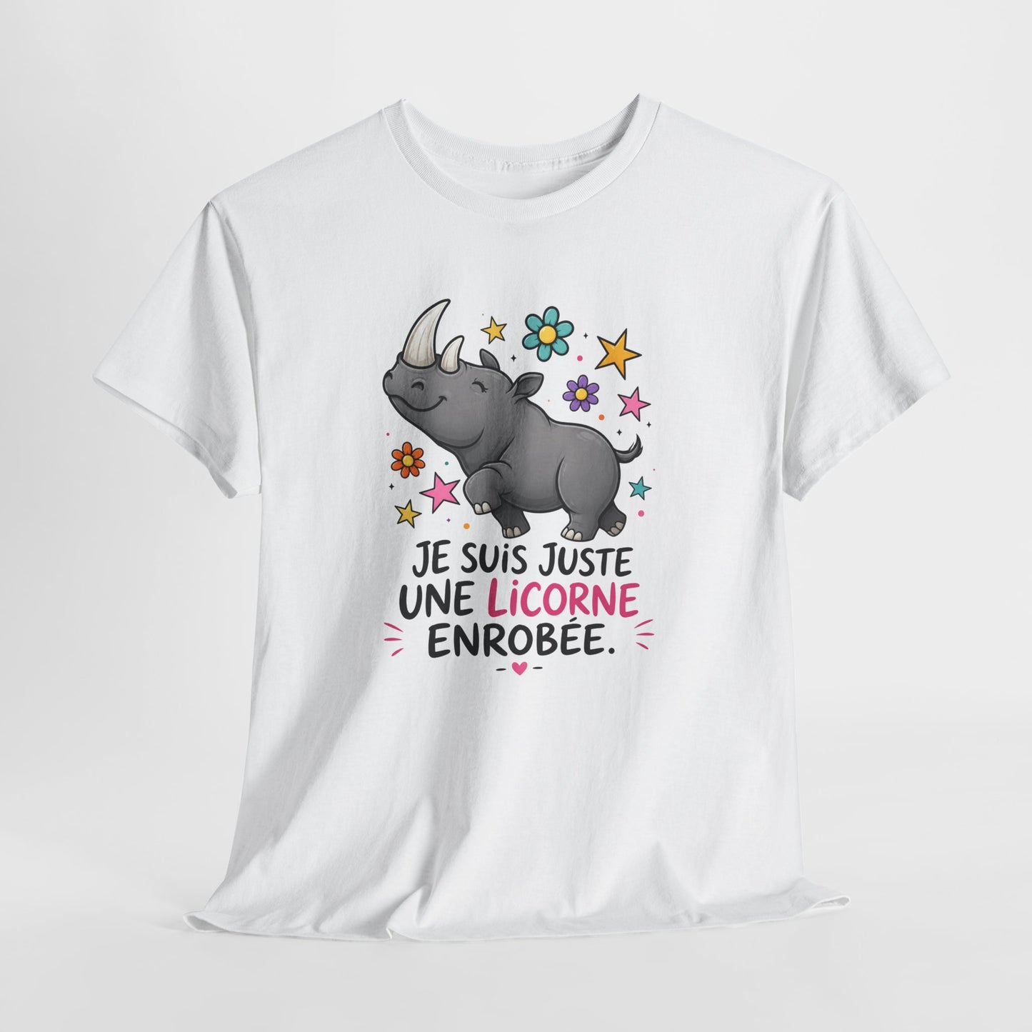 T-Shirt Rhinocéros Femme – Cadeau Humour Femme Drôle – Animal Rigolo Licorne – Idée Cadeau Original Anniversaire