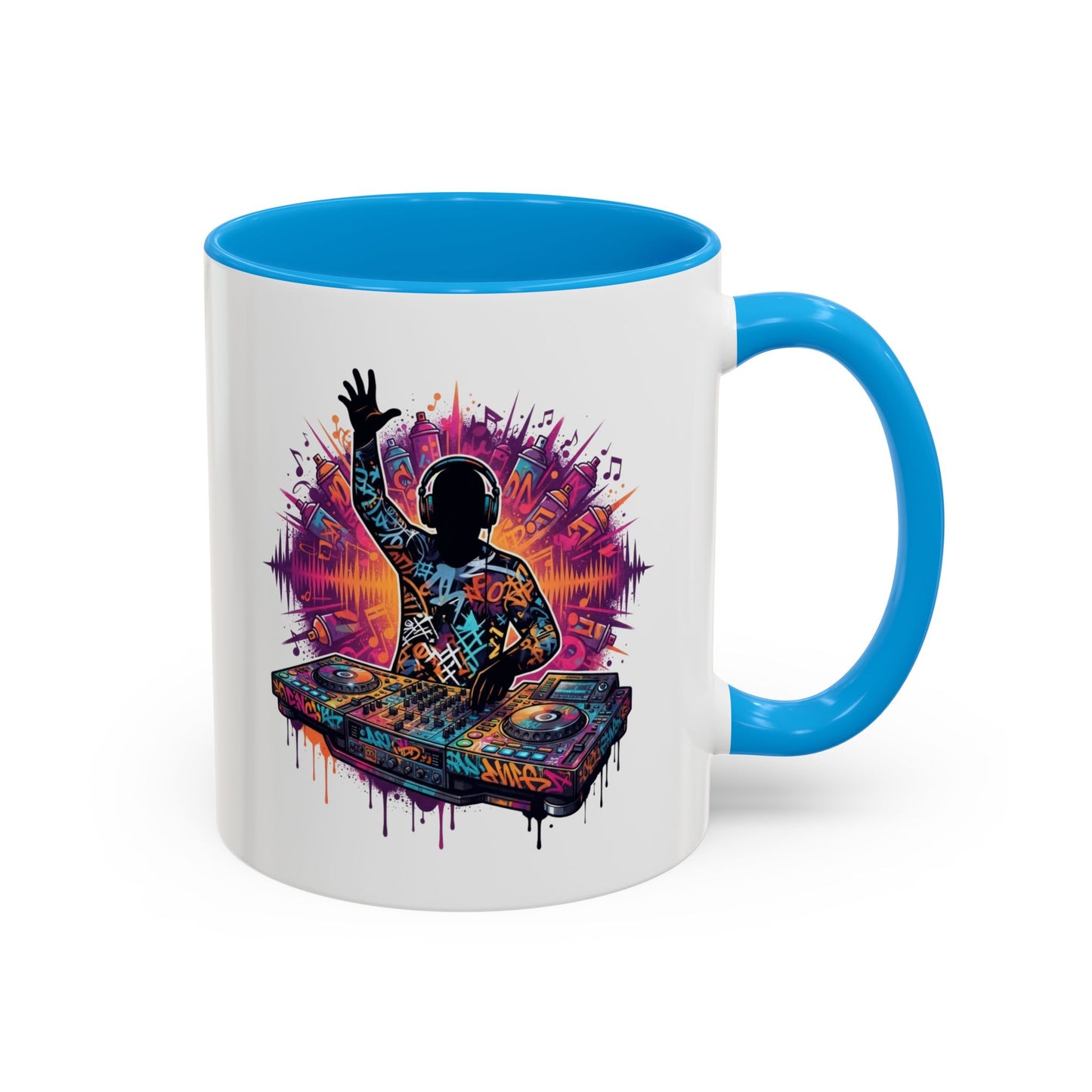 Tasse DJ Musique Électro Graffiti – Mug DJ Coloré Homme Femme – Cadeau Passionné de Mixage Festival Clubbing EDM 325 ml