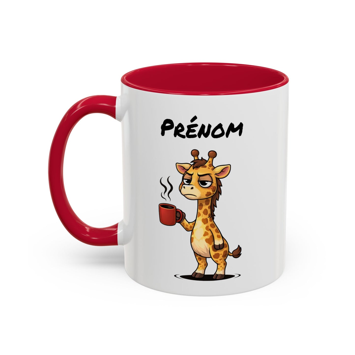 Mug Girafe Fatiguée Personnalisable 325ml – Tasse Café Drôle Prénom Cadeau Original