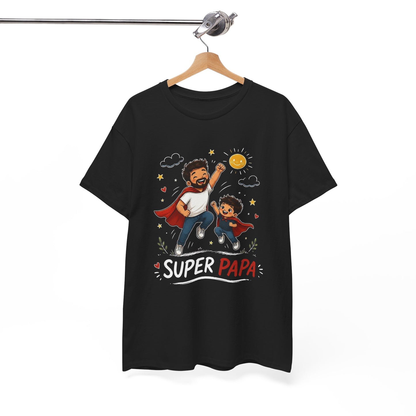 Tee-Shirt Super Papa – Cadeau Fête des Pères – Papa Héros avec Fils – Tee-Shirt Homme Amour Famille Père Enfant