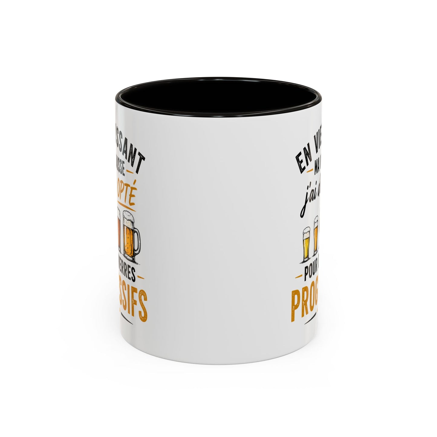 Mug Humour Bière et Vieillesse – En Vieillissant J’Avance à Mon Rythme Opté Houblon Progressif – Cadeau Drôle 325ml