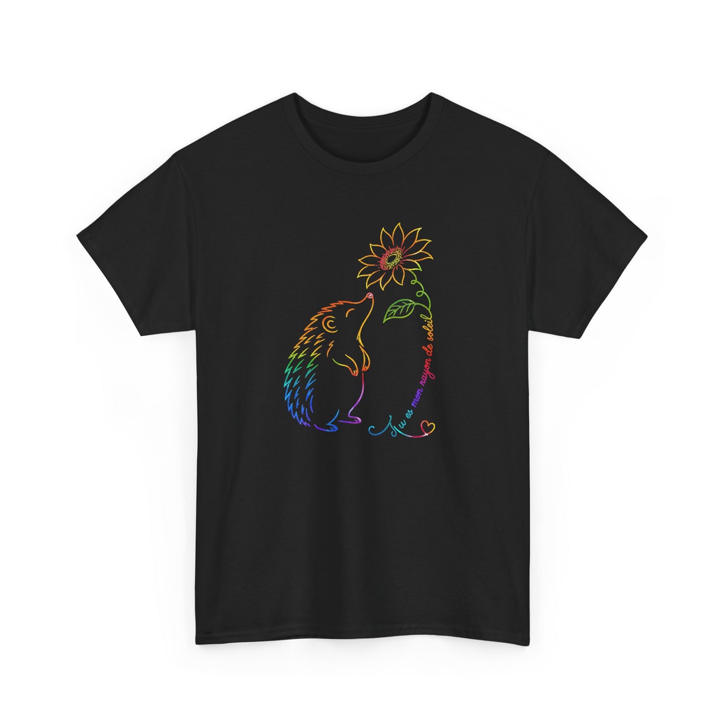 Tee Shirt Femme Hérisson Tournesol Coloré Fleur Nature Animal Mignon Cadeau Original