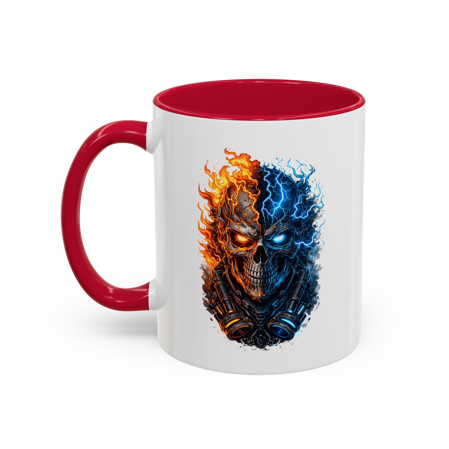 Tasse Crâne Feu et Glace – Mug Skull Dark Électrique Flamme – Cadeau Gamer Gothique Rock – Céramique 325ml