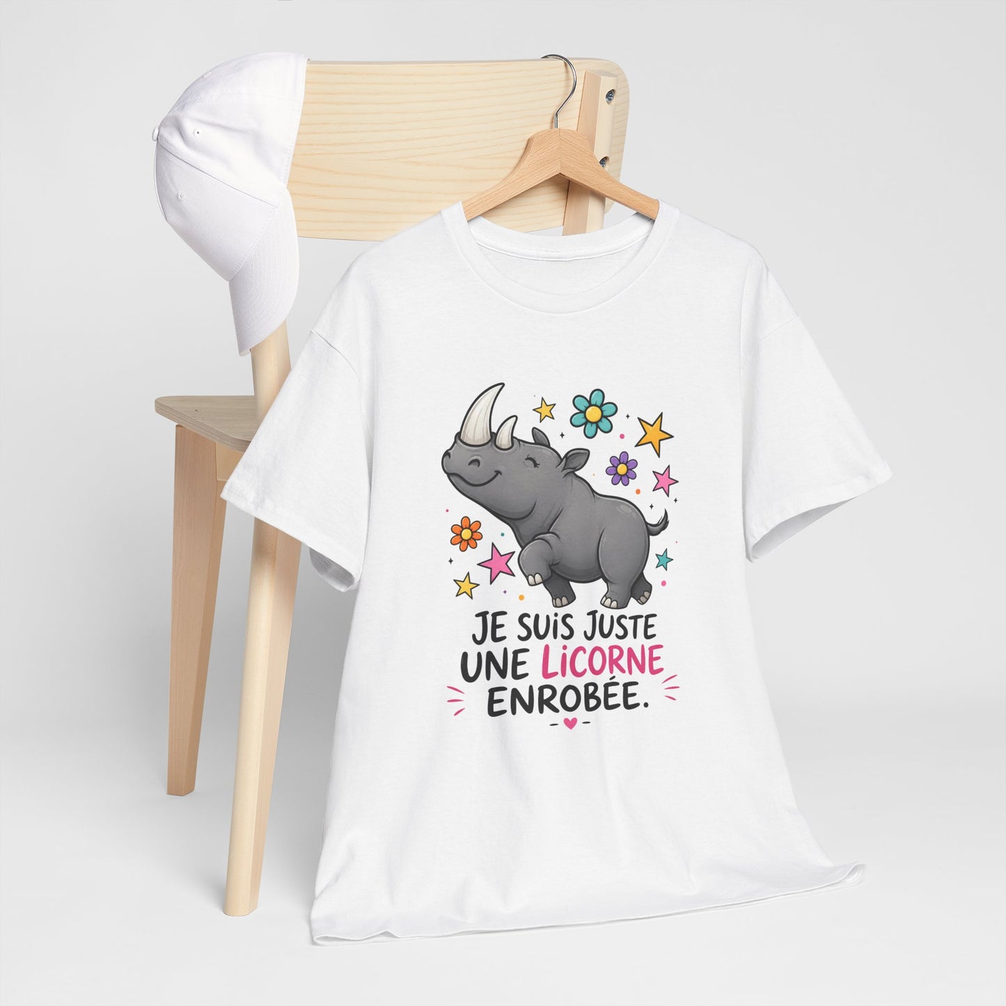 T-Shirt Rhinocéros Femme – Cadeau Humour Femme Drôle – Animal Rigolo Licorne – Idée Cadeau Original Anniversaire