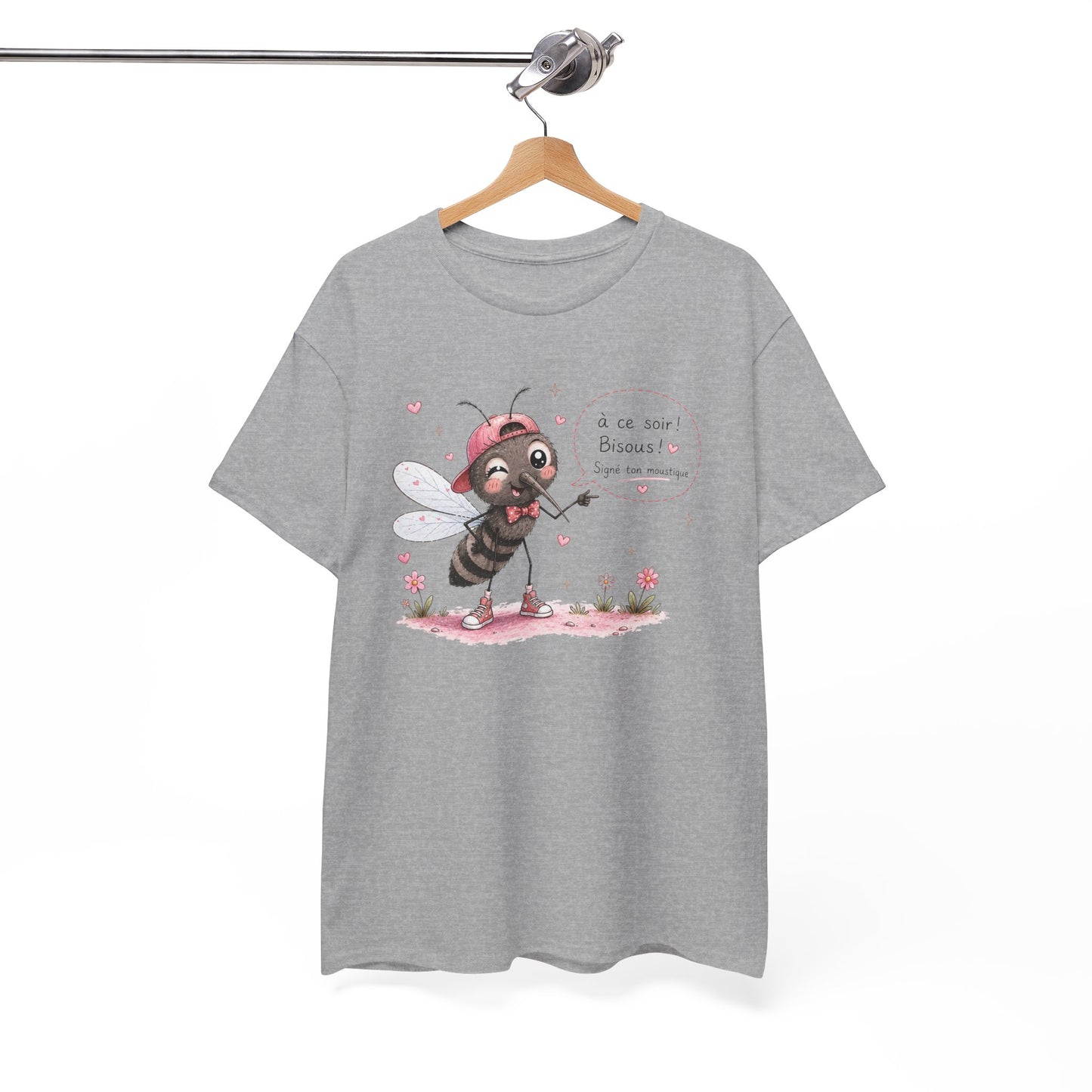 Tee-Shirt Humour À Ce Soir Bisous Signé Ton Moustique – Cadeau Drôle Homme Femme – Design Original