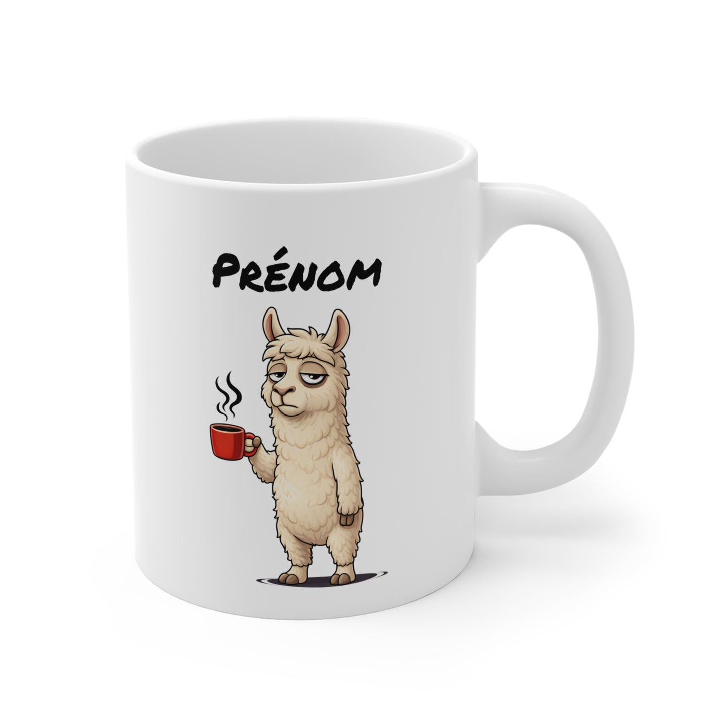 Tasse Lama avec Café – Mug Animal Drôle Fatigue – Illustration Lama Cartoon 325ml – Cadeau Original et Fun